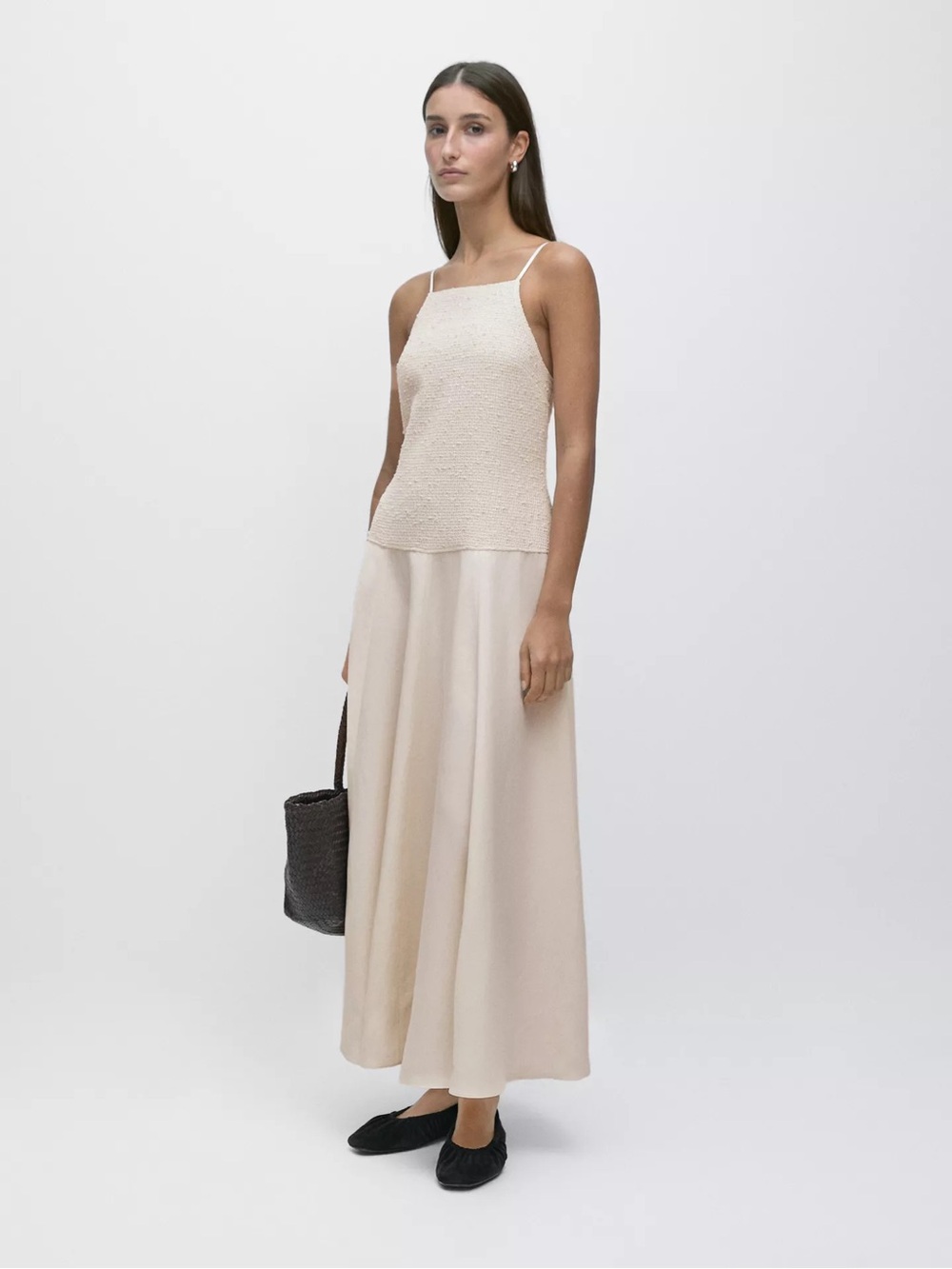 Massimo Dutti Beige Casual Flowy Women's Maxi Dress